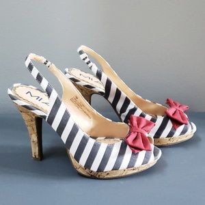 Navy and white striped heels